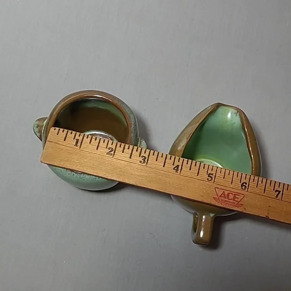 Frankoma Pottery Plainsman Prairie Green 5DA 5DB Creamer & Sugar - Picture 10 of 13